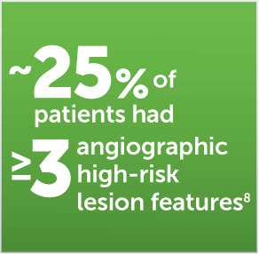 ~25% of patients had ≥3 angiographic high-risk lesion features
